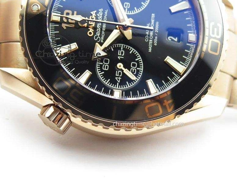 0601 Premium Seamaster Professional Chrono RG Black Ceramic Black Dial On RG Bracelet A 8212